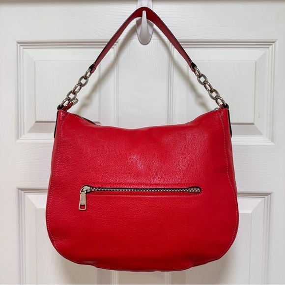 Coach Elle structured hobo bag in red pebbled leather with silver-tone hardware - Picture 5 of 12